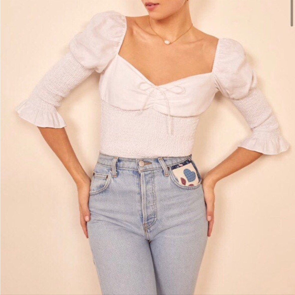 Reformation White Haven Blouse Top New w Tags